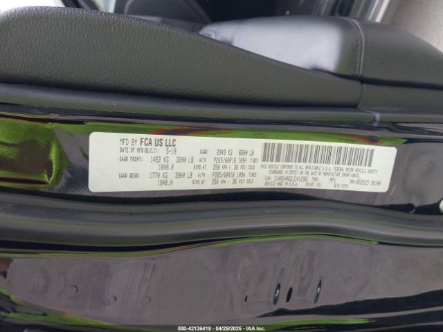 1C4RDHAG2JC412961 Dodge Durango Sxt Rwd