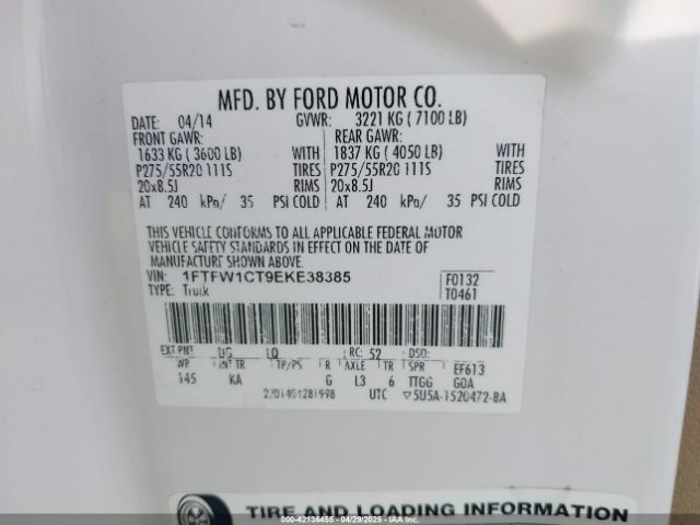1FTFW1CT9EKE38385 Ford F-150 King Ranch