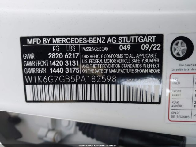 W1K6G7GB5PA182598 Mercedes-Benz S 580 4matic