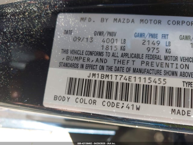 JM1BM1T74E1115455 Mazda Mazda3 I Sv
