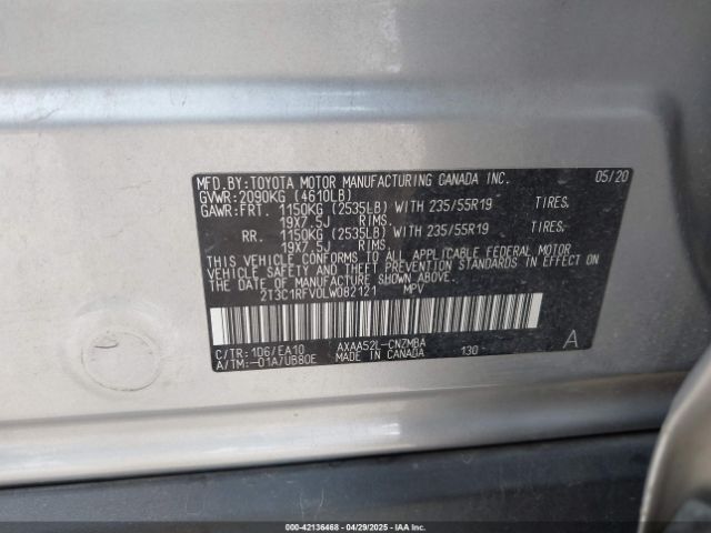 2T3C1RFV0LW082121 Toyota a25a-fks