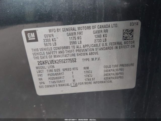 2GKFLVEK2E6277552 GMC Terrain Sle