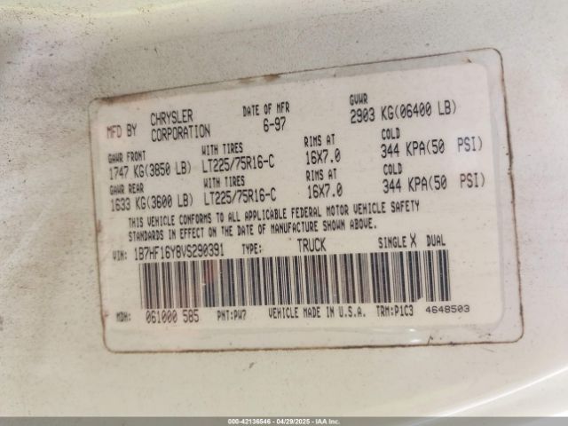 1997 DODGE RAM 1500 1B7HF16Y8VS290391 Photo 8