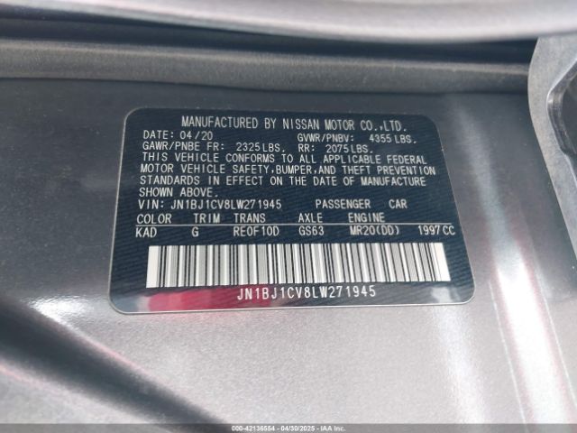 JN1BJ1CV8LW271945 Nissan Rogue Sport Sv Fwd Xtronic Cvt