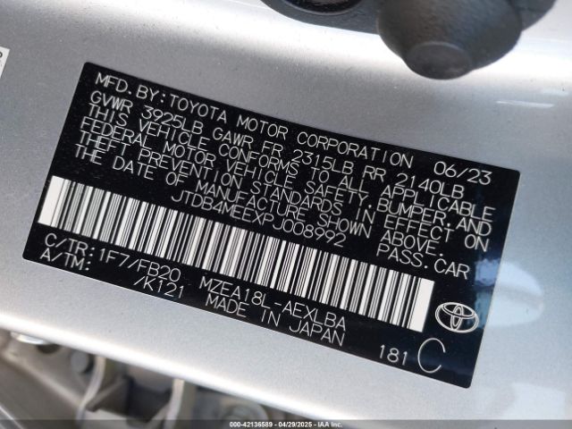 JTDB4MEEXPJ008992 Toyota COROLLA LE