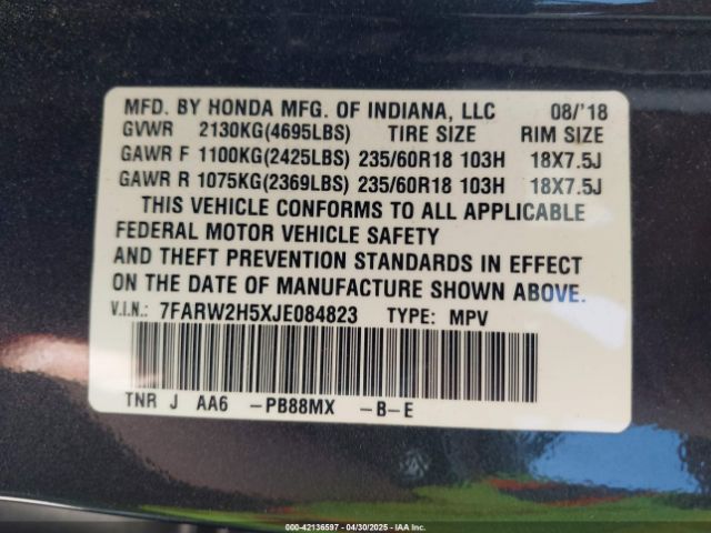7FARW2H5XJE084823 Honda CR-V EX