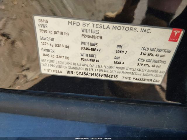 5YJSA1H16FF084215 Tesla Model S 60/70/85