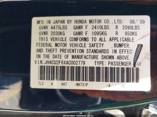 2010 ACURA TSX JH4CU2F6XAC002779 Photo 8