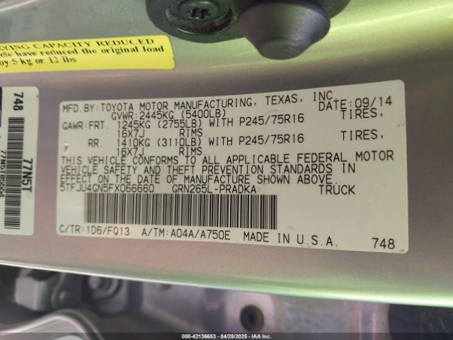 5TFJU4GN5FX066660 Toyota Tacoma Prerunner V6