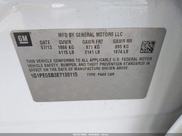 1G1PE5SB3E7130115 Chevrolet Cruze 2lt Auto