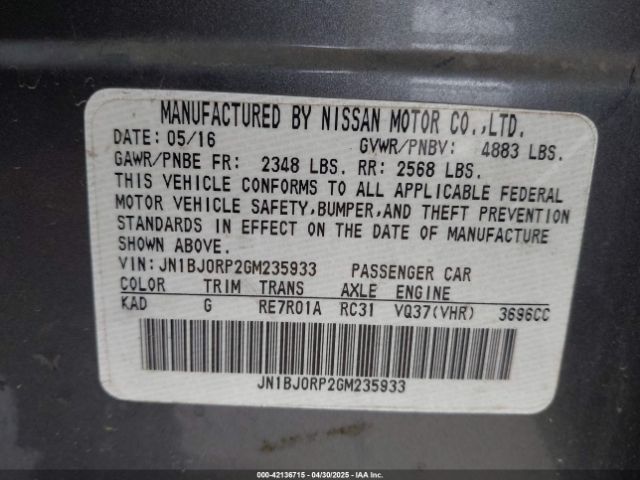 JN1BJ0RP2GM235933 Infiniti QX50