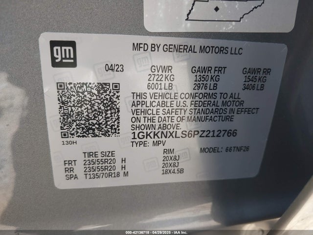 1GKKNXLS6PZ212766 GMC lgx