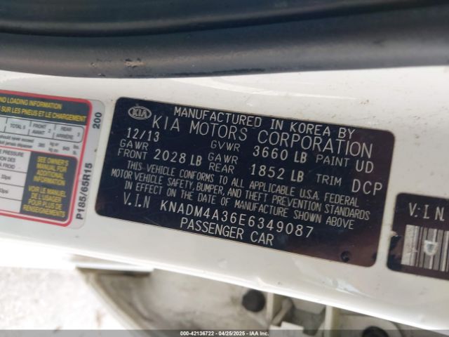 KNADM4A36E6349087 KIA RIO LX