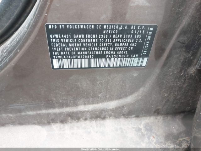 3VWLA7AJ3FM279957 Volkswagen 2015