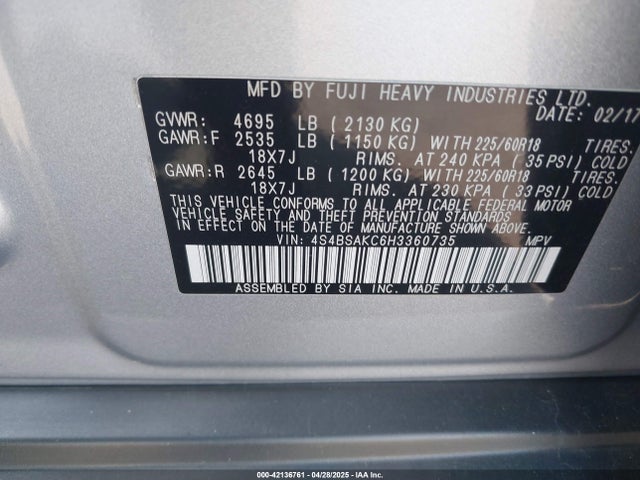 4S4BSAKC6H3360735 Subaru u5