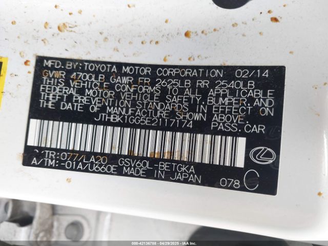 JTHBK1GG5E2117174 Lexus ES 350