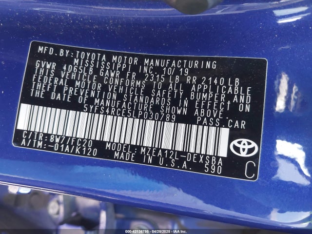 5YFS4RCE5LP030789 Toyota COROLLA SE