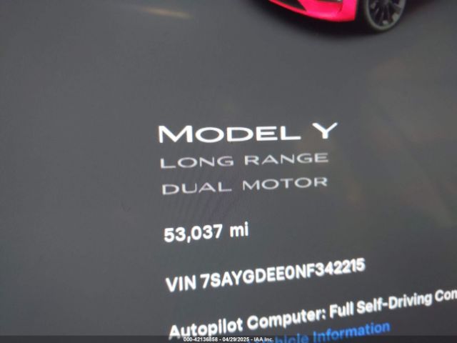 7SAYGDEE0NF342215 Tesla Model Y Long Range Dual Motor All-wheel Drive