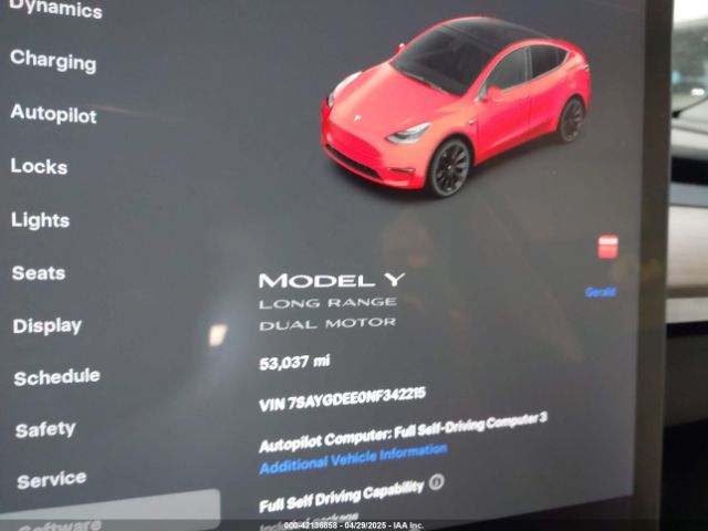 7SAYGDEE0NF342215 Tesla Model Y Long Range Dual Motor All-wheel Drive