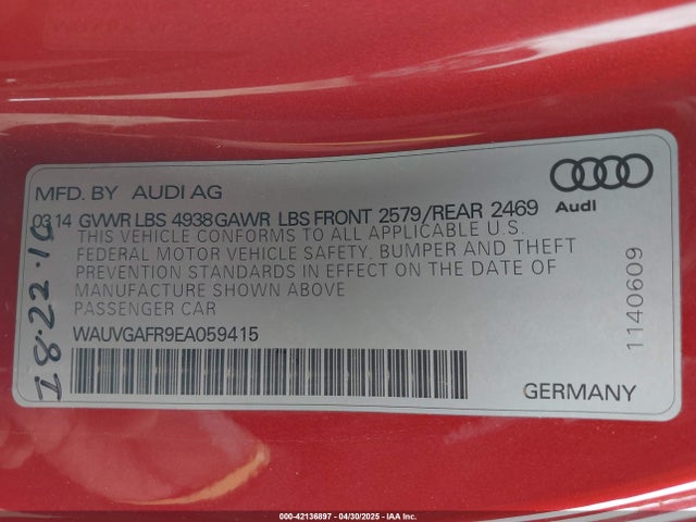 2014 AUDI S5 WAUVGAFR9EA059415 Photo 8