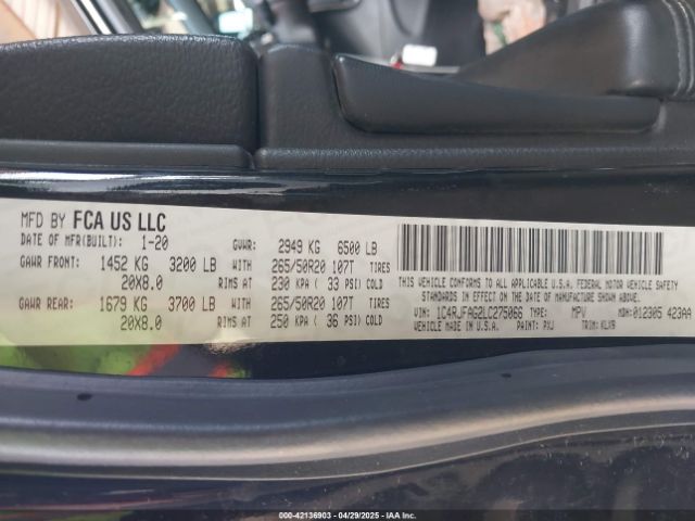 2020 JEEP GRAND CHEROKEE 1C4RJFAG2LC275066 Photo 8