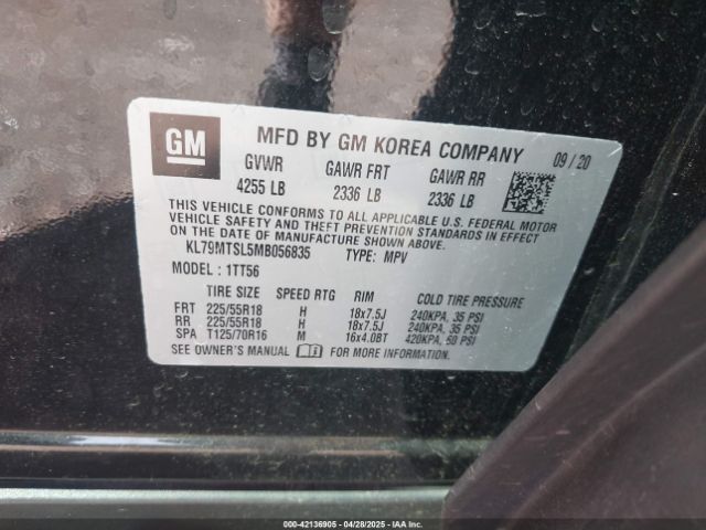 KL79MTSL5MB056835 Chevrolet Trailblazer Fwd Rs