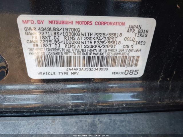 2016 MITSUBISHI OUTLANDER SPORT JA4AP3AU5GZ043039 Photo 8