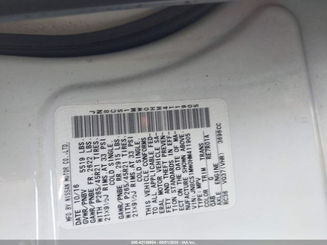 JN8CS1MW0HM411905 Infiniti QX70