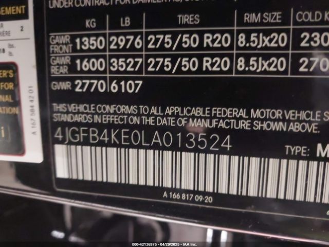 4JGFB4KE0LA013524 Mercedes-Benz Gle 350 4matic