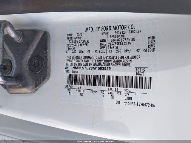 Ford Transit Connect 2021 NM0LS7E28M1503959 Image 9