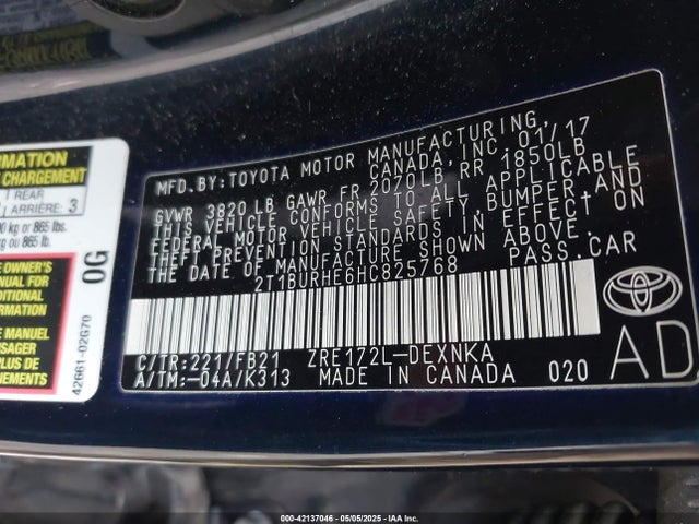 Toyota COROLLA LE 2017 2T1BURHE6HC825768 Image 9