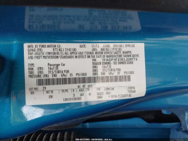 1FADP3F23EL228772 Ford FOCUS SE