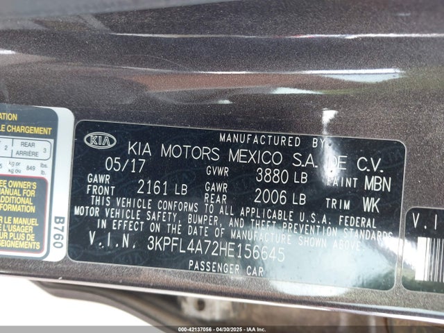 KIA mpi nu 2017 3KPFL4A72HE156645 Image 9
