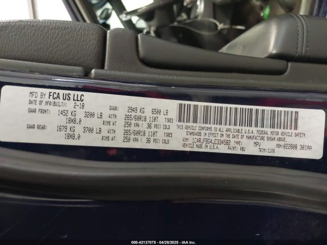 1C4RJFBG4JC334582 Jeep Grand Cherokee Limited 4x4