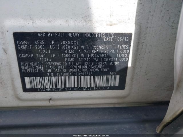 4S4BRBAC1E3203578 Subaru Outback 2.5i