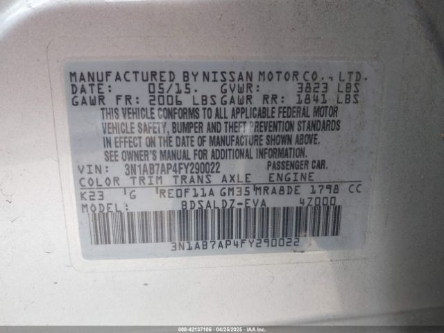 3N1AB7AP4FY290022 Nissan SENTRA SV