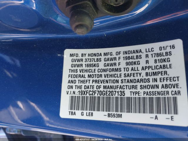 19XFC2F70GE207135 Honda CIVIC EX