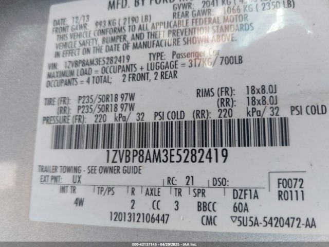 1ZVBP8AM3E5282419 Ford Mustang V6 Premium