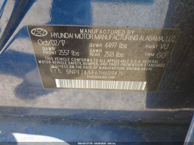 5NPE24AF6JH659425 Hyundai SONATA SE