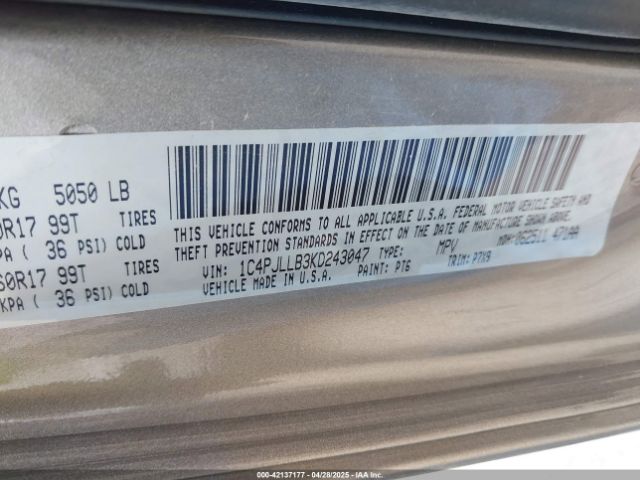 1C4PJLLB3KD243047 Jeep Cherokee Latitude Plus Fwd