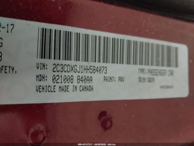 2C3CDXGJ1HH584073 Dodge Charger R/t Scat Pack Rwd