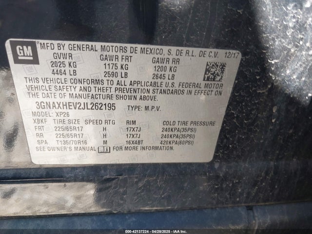 3GNAXHEV2JL262195 Chevrolet EQUINOX LS