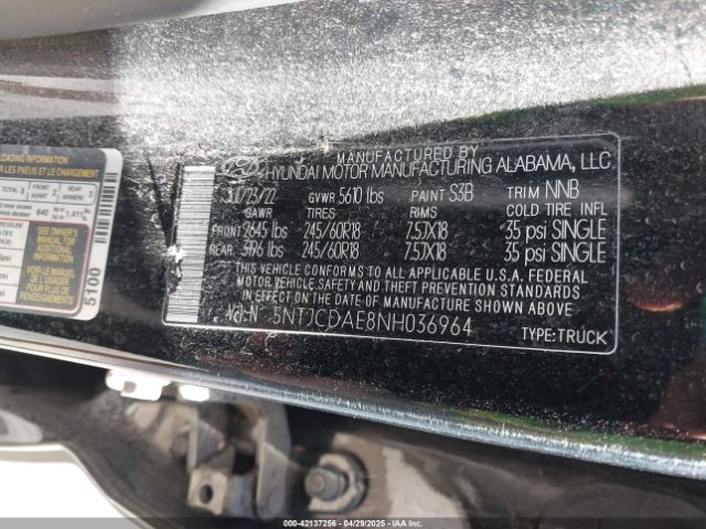 5NTJCDAE8NH036964 Hyundai Santa Cruz Sel