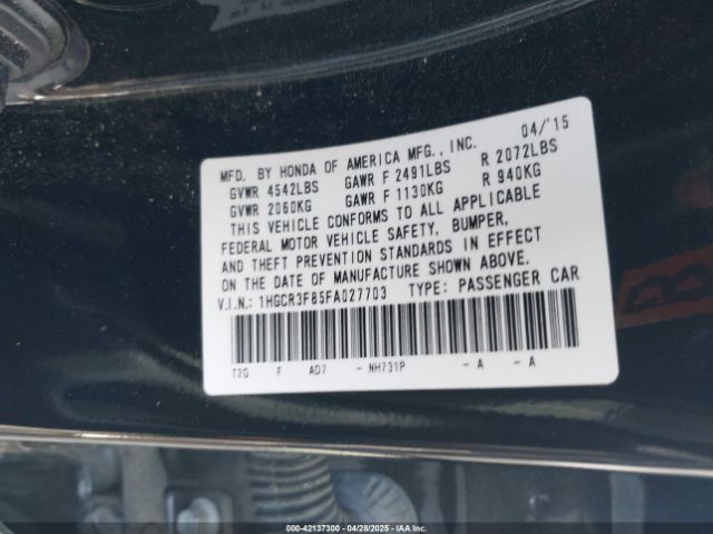1HGCR3F85FA027703 Honda Accord Ex-l V-6