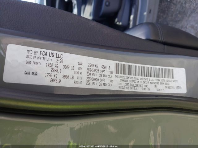 1C4RDJDG0LC261866 Dodge Durango Gt Plus Awd