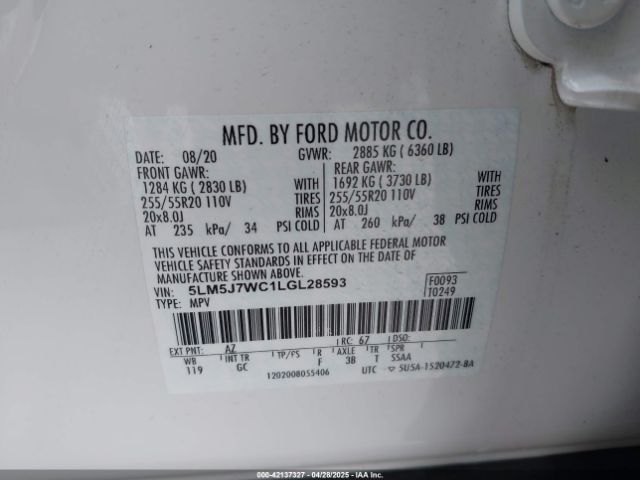 2020 LINCOLN AVIATOR 5LM5J7WC1LGL28593 Photo 8