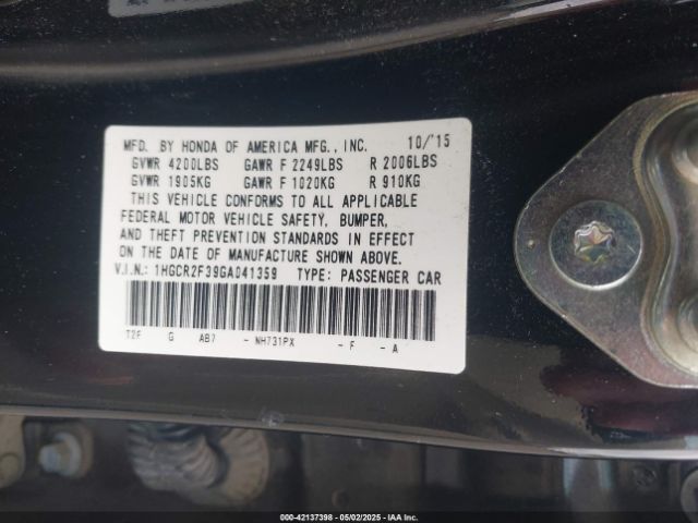 1HGCR2F39GA041359 Honda ACCORD LX
