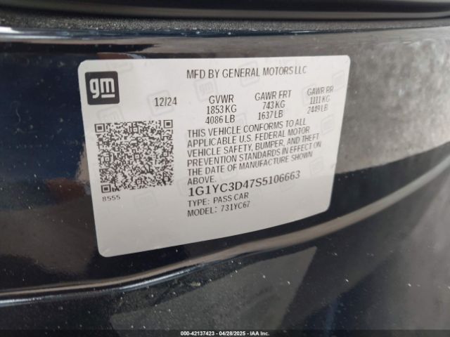 1G1YC3D47S5106663 Chevrolet Corvette Stingray Rwd  3lt