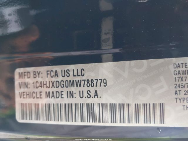 1C4HJXDG0MW788779 Jeep Wrangler Unlimited Sport S 4x4