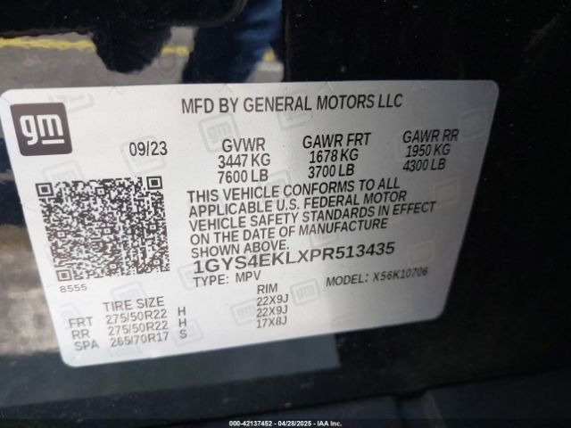 1GYS4EKLXPR513435 Cadillac Escalade 4wd Sport